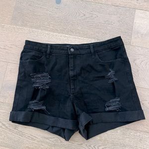 Ultra High-Rise Ripped Black Mom Shorts
